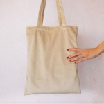 Fluwelen bedrijfstas met bijpassende lange hengsels 280g/m2 kleur naturel tweede weergave