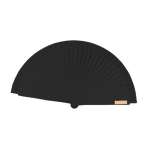 Houten waaier met polyester details in diverse kleuren 23cm kleur zwart tweede weergave