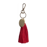 Katoenen pomponsleutelhanger met gouden karabijnhaak kleur rood eerste weergave