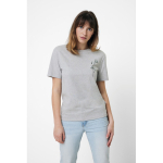 T-shirt van gerecycled en biologisch katoen 180 g/m2 Iqoniq Manuel kleur lichtgrijs gemarmerd tweede weergave met logo