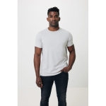 T-shirt van gerecycled en biologisch katoen 180 g/m2 Iqoniq Manuel kleur lichtgrijs gemarmerd vierde weergave met model