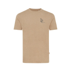 T-shirt van gerecycled en biologisch katoen 180 g/m2 Iqoniq Manuel kleur lichtbruin weergave met logo