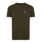 T-shirt van gerecycled en biologisch katoen casual fit 180 g/m2 Iqoniq kleur khaki weergave met logo
