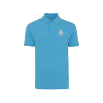 Regular fit piqué polo van eco-katoen 220 g/m2 Iqoniq Yosemite kleur cyaan blauw weergave met logo