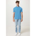 Regular fit piqué polo van eco-katoen 220 g/m2 Iqoniq Yosemite kleur cyaan blauw derde weergave met model