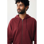Eco-katoenen sweatshirt met rits, slim fit, Iqoniq 340 g/m2 kleur bordeaux vierde weergave met model