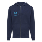 Eco-katoenen sweatshirt met rits, slim fit, Iqoniq 340 g/m2 kleur marineblauw met afdrukgebied