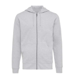 Eco-katoenen sweatshirt met rits, slim fit, Iqoniq 340 g/m2 kleur lichtgrijs gemarmerd