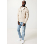 Eco-katoenen sweatshirt met rits, slim fit, Iqoniq 340 g/m2 kleur lichtbruin weergave met model
