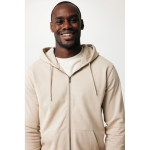 Eco-katoenen sweatshirt met rits, slim fit, Iqoniq 340 g/m2 kleur lichtbruin vijfde weergave met model