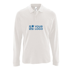 Herenpolo met lange mouwen van 100% katoen 180 g/m2 SOL'S Perfect kleur wit weergave met bedrukking