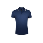 Tweekleurig herenpoloshirt van katoen 200 g/m2 SOL'S Pasadena kleur marineblauw