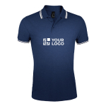 Tweekleurig herenpoloshirt van katoen 200 g/m2 SOL'S Pasadena kleur marineblauw weergave met bedrukking
