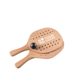 Houten strandrackets inclusief tas en bal met afdrukgebied