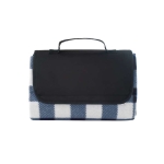 Fleece picknickdeken met ruitmotief en draaggreep 180 g/m2 kleur blauw eerste weergave