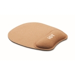 Ergonomische muismat van kurk met antislipbasis kleur beige hoofdweergave