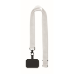 Polyester lanyard met veiligheidsgesp voor telefoon kleur wit