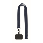 Polyester lanyard met veiligheidsgesp voor telefoon kleur marineblauw