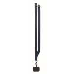 Polyester lanyard met veiligheidsgesp voor telefoon kleur marineblauw achtste weergave
