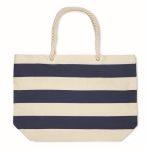 Gestreepte katoenen strandtas met touwhengsels 220 g/m2 kleur blauw derde weergave