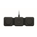 Opvouwbare ABS draadloze oplaadbasis met 3 oplaadpunten 15W kleur zwart