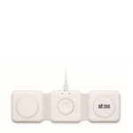 Opvouwbare ABS draadloze oplaadbasis met 3 oplaadpunten 15W kleur wit weergave met bedrukking