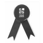 Metalen speld met lint in diverse kleuren met metalen clip kleur zwart weergave met bedrukking