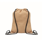 Jute String tasje met gekleurde katoenen touwtjes kleur zwart