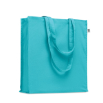 Kleurrijke tas van bio katoen met lange hengsels 220 g/m2