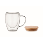 Mok van borosilicaatglas met bamboe deksel, 250 ml kleur doorzichtig derde weergave