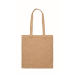 Boodschappentas van jute met lange bijpassende hengsels kleur beige tweede weergave