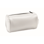 Toilettas van synthetisch leer met ritssluiting en handvat kleur wit tweede weergave
