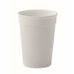 Enkelwandige, herbruikbare, gerecyclede plastic beker 250 ml kleur wit