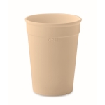 Enkelwandige, herbruikbare, gerecyclede plastic beker 250 ml kleur beige