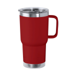 Dubbelwandige RVS beker met stevig handvat 600ml kleur rood  negende weergave