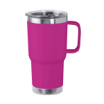 Dubbelwandige RVS beker met stevig handvat 600ml kleur fuchsia  negende weergave