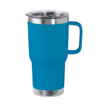 Dubbelwandige RVS beker met stevig handvat 600ml kleur lichtblauw  negende weergave