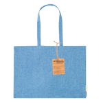 Tas van 100% gerecycled katoen met lange handvaten, 220 g/m2 kleur blauw  negende weergave
