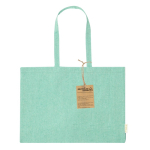 Tas van 100% gerecycled katoen met lange handvaten, 220 g/m2 kleur groen  negende weergave