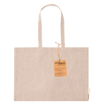Tas van 100% gerecycled katoen met lange handvaten, 220 g/m2 kleur naturel  negende weergave