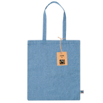 Fair-Trade gecertificeerde tas met lange hengsels 120 g/m2 kleur blauw  negende weergave