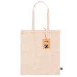 Fair-Trade gecertificeerde tas met lange hengsels 120 g/m2 kleur naturel  negende weergave