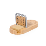 Draadloze bamboe oplader met kalender en telefoonhouder 15W