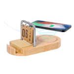 Draadloze bamboe oplader met kalender en telefoonhouder 15W
