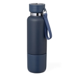 Roestvrijstalen thermoskan van 500 ml met 300 ml glas en handvat kleur marineblauw  negende weergave