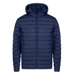 Waterdichte jas van 100% RPET met verstelbare capuchon kleur marineblauw tweede weergave