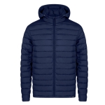 Waterdichte jas van 100% RPET met verstelbare capuchon kleur marineblauw  negende weergave