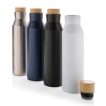 Thermosfles van gerecycled roestvrij staal met anti-lekdeksel 650ml kleur blauw algemene weergave