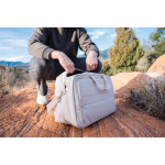 RPET reistas met groot vak en trolleyband kleur beige sfeer weergave 3