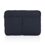 Laptophoes van gerecycled katoen met voorvakken 15,6” kleur marineblauw derde weergave